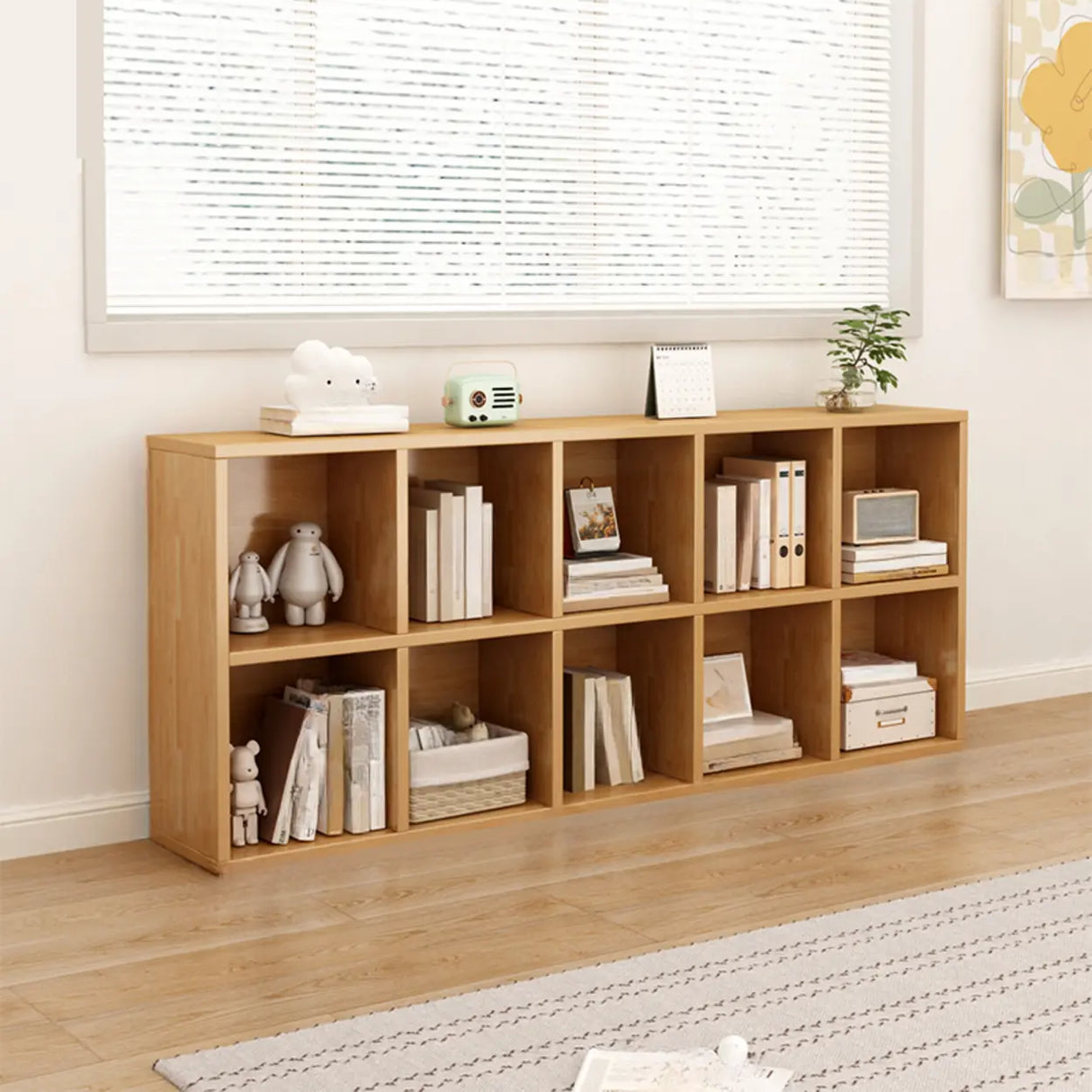 Classic Natural Finish Modular Cube Wood Bookcases Image - 6