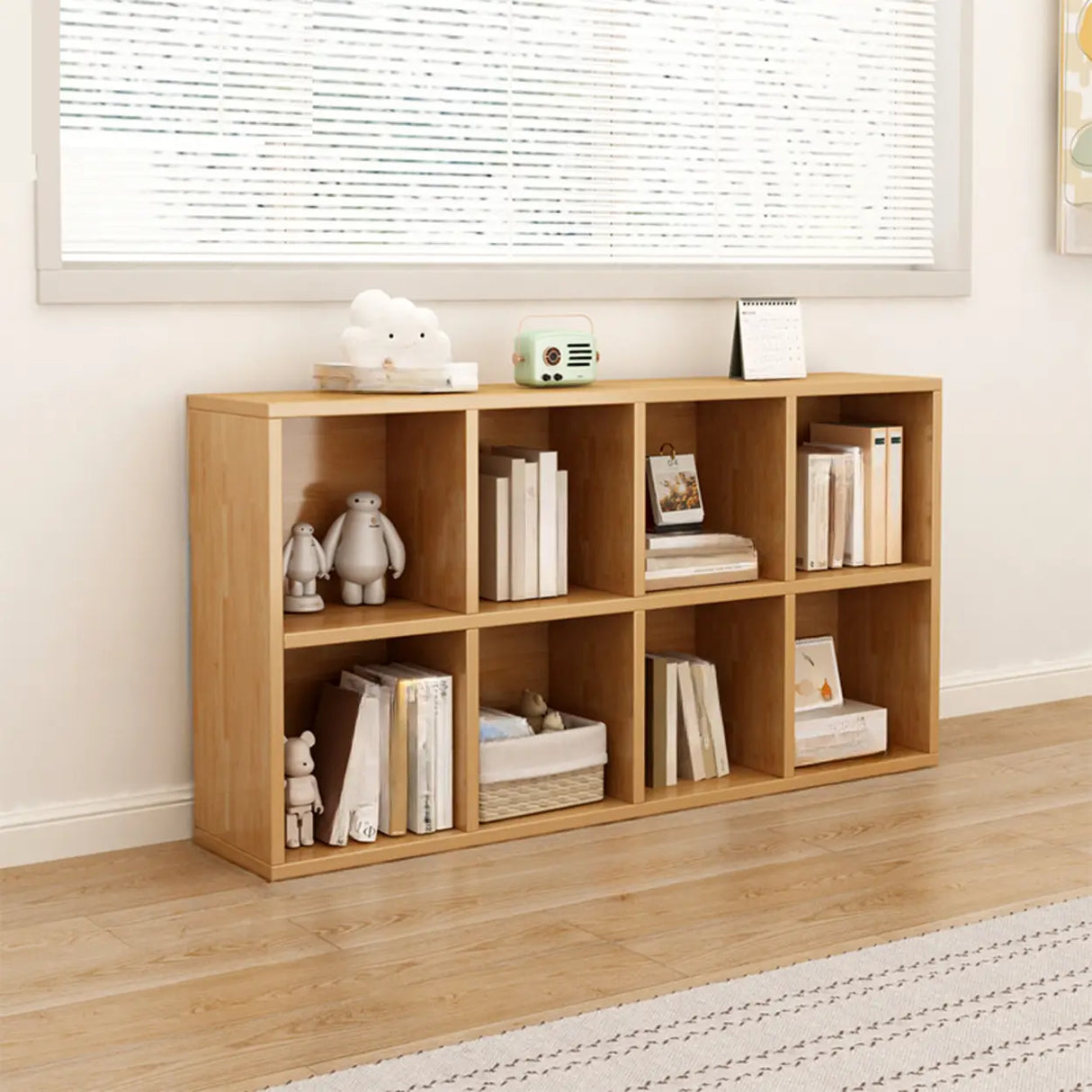 Classic Natural Finish Modular Cube Wood Bookcases Image - 7