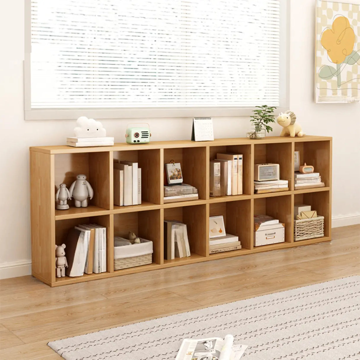 Classic Natural Finish Modular Cube Wood Bookcases Image - 9