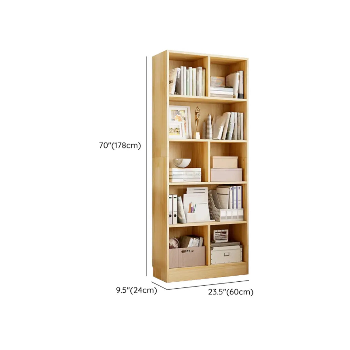Classic Natural Finish Wood Closed Organizer Bookcase