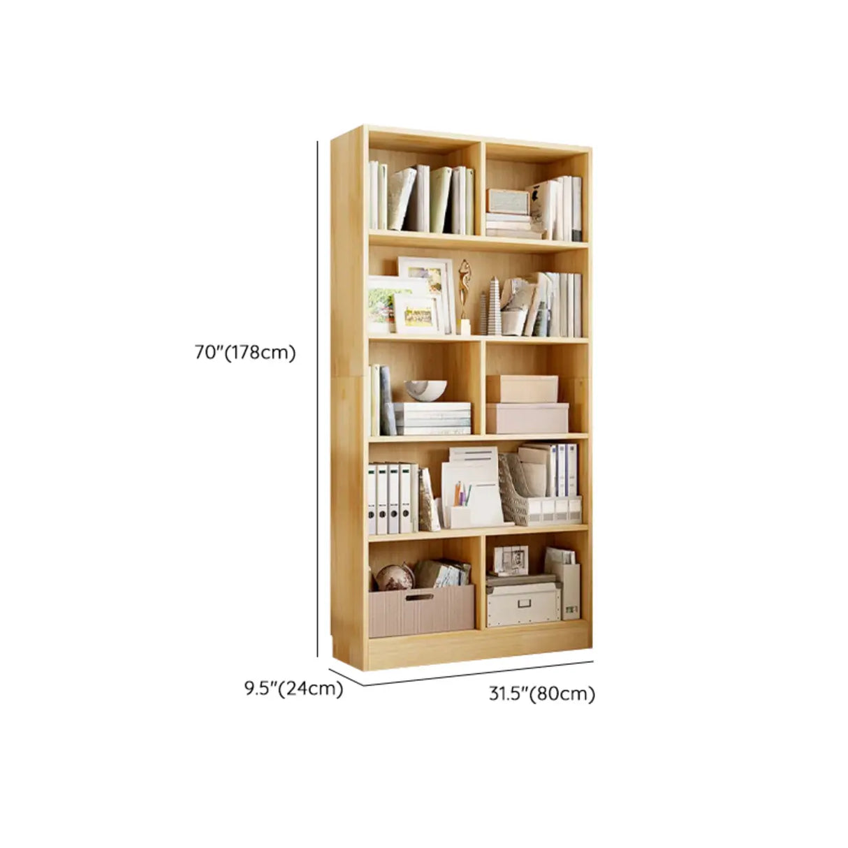 Classic Natural Finish Wood Closed Organizer Bookcase Image - 11