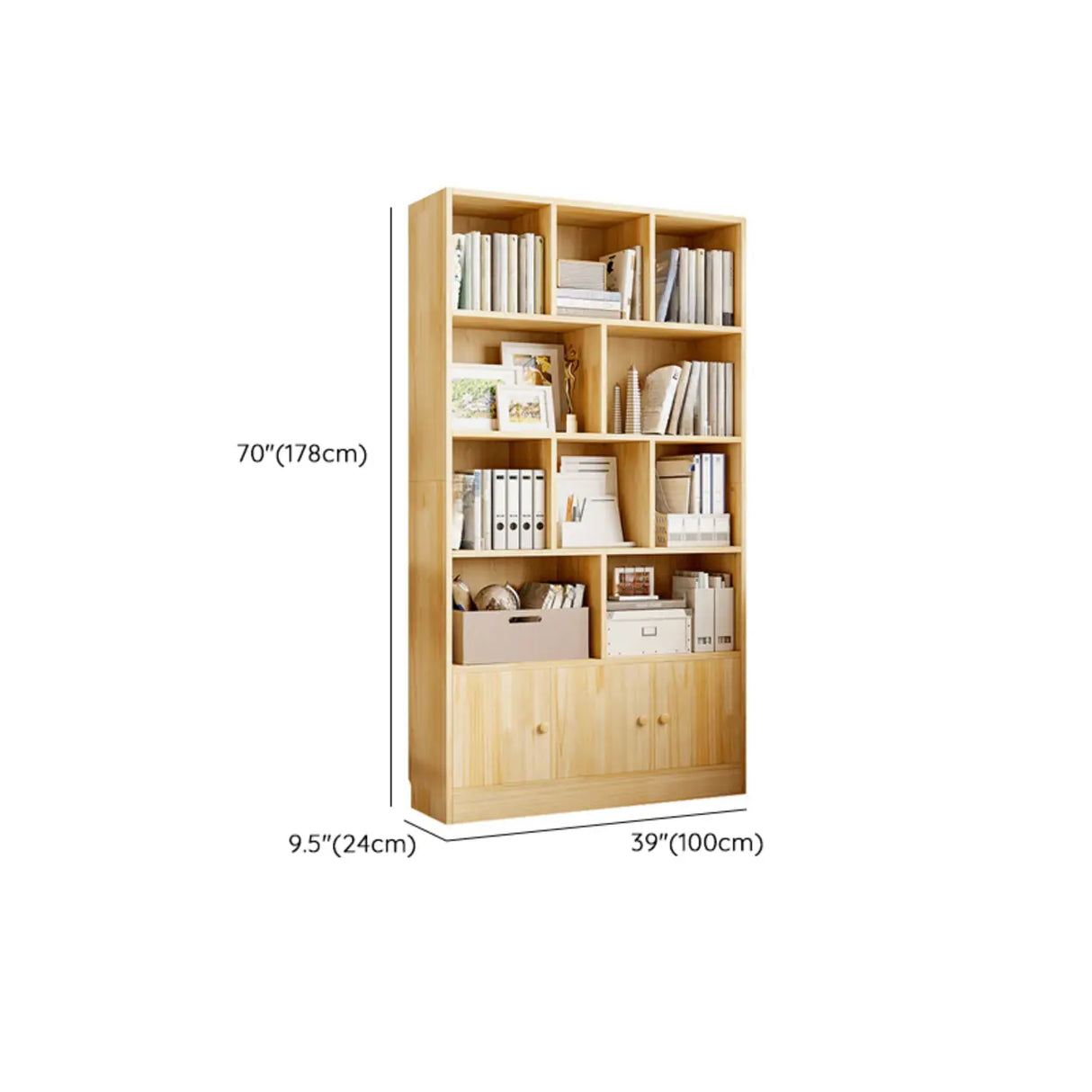 Classic Natural Finish Wood Closed Organizer Bookcase Image - 12