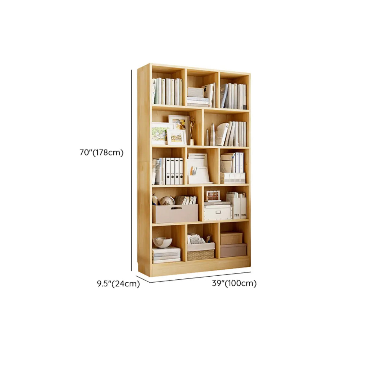 Classic Natural Finish Wood Closed Organizer Bookcase Image - 13