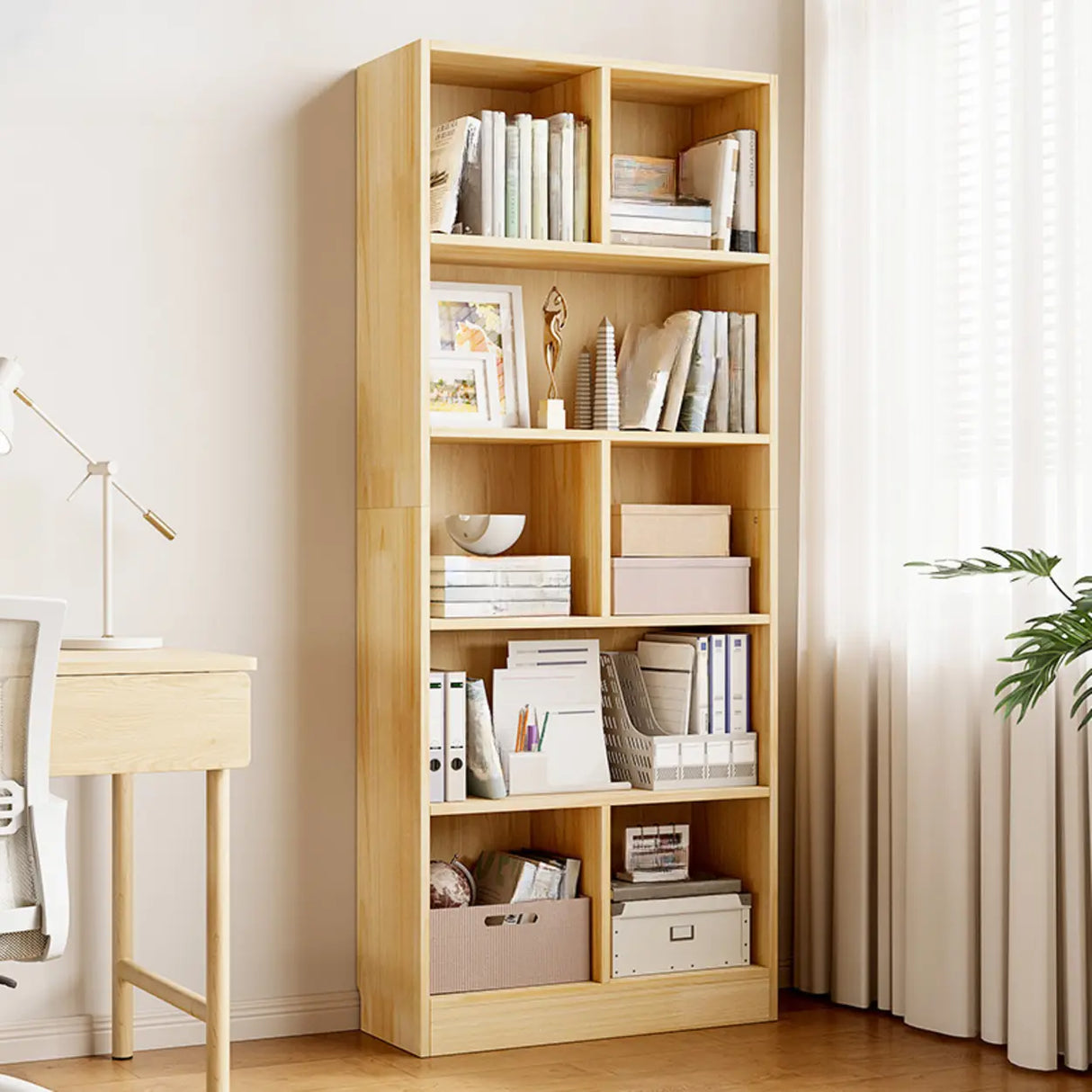 Classic Natural Finish Wood Closed Organizer Bookcase Image - 3