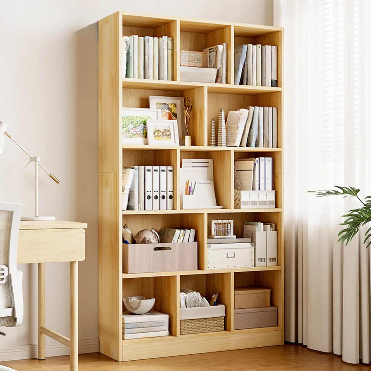 Classic Natural Finish Wood Closed Organizer Bookcase Image - 4