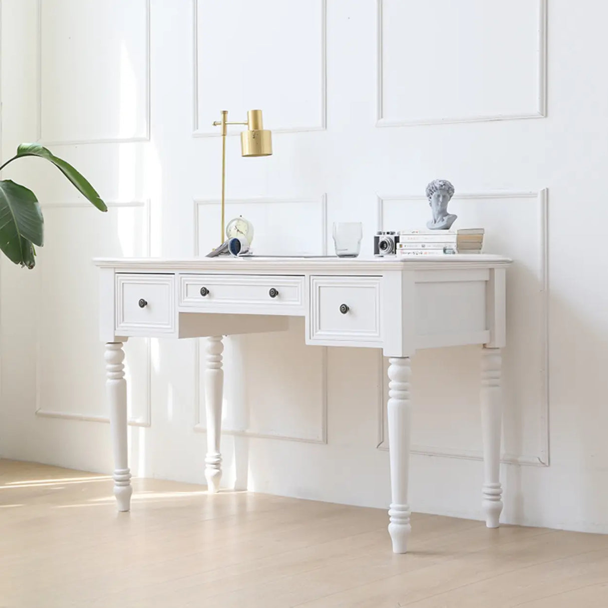 Classic Nut-Brown Wood Drawers Computer Desk Image - 11