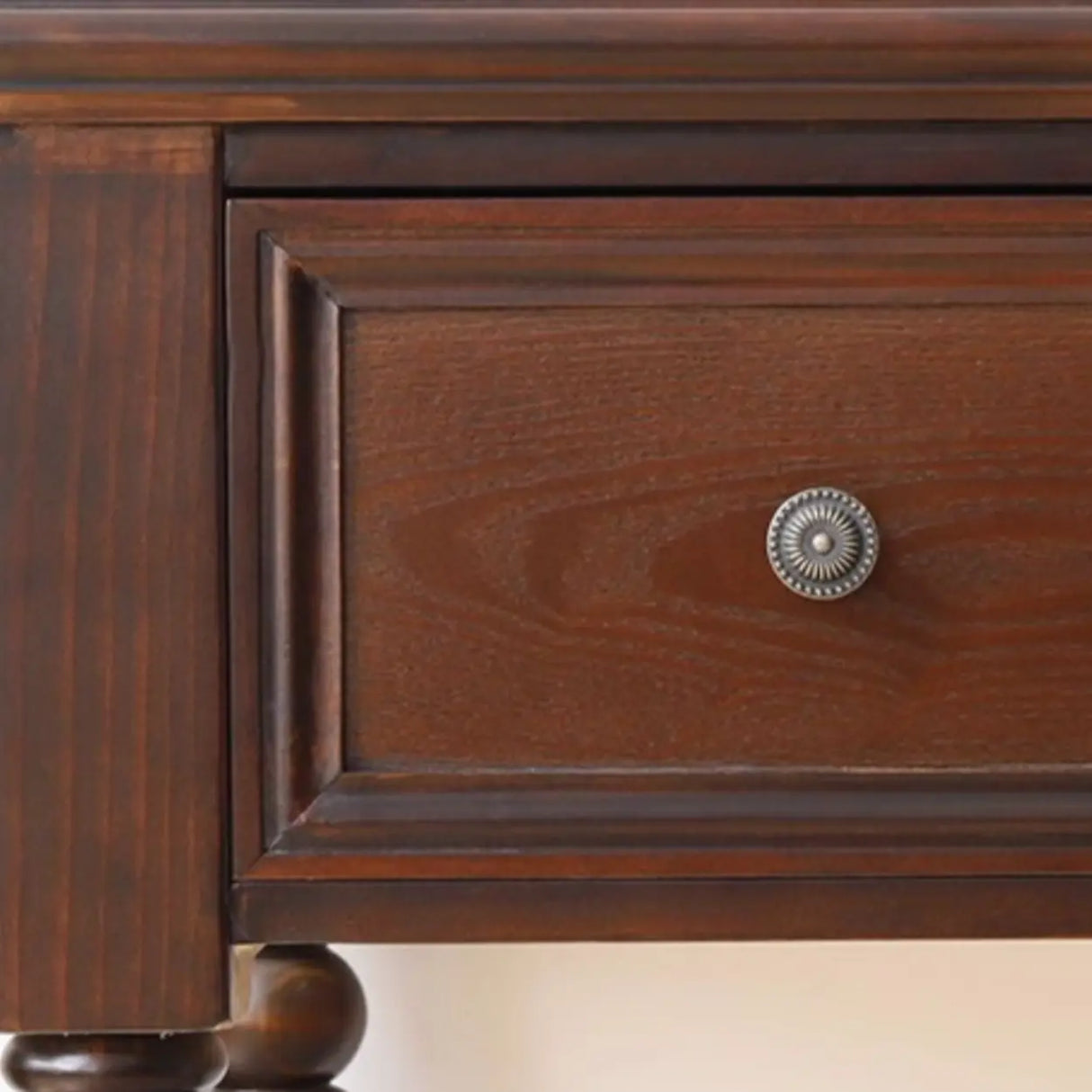 Classic Nut-Brown Wood Drawers Computer Desk Image - 14