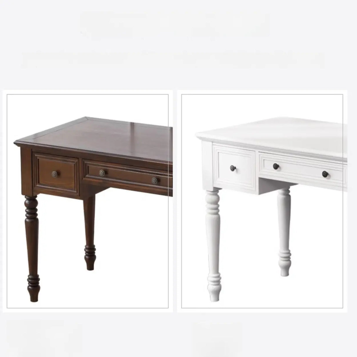 Classic Nut-Brown Wood Drawers Computer Desk Image - 16