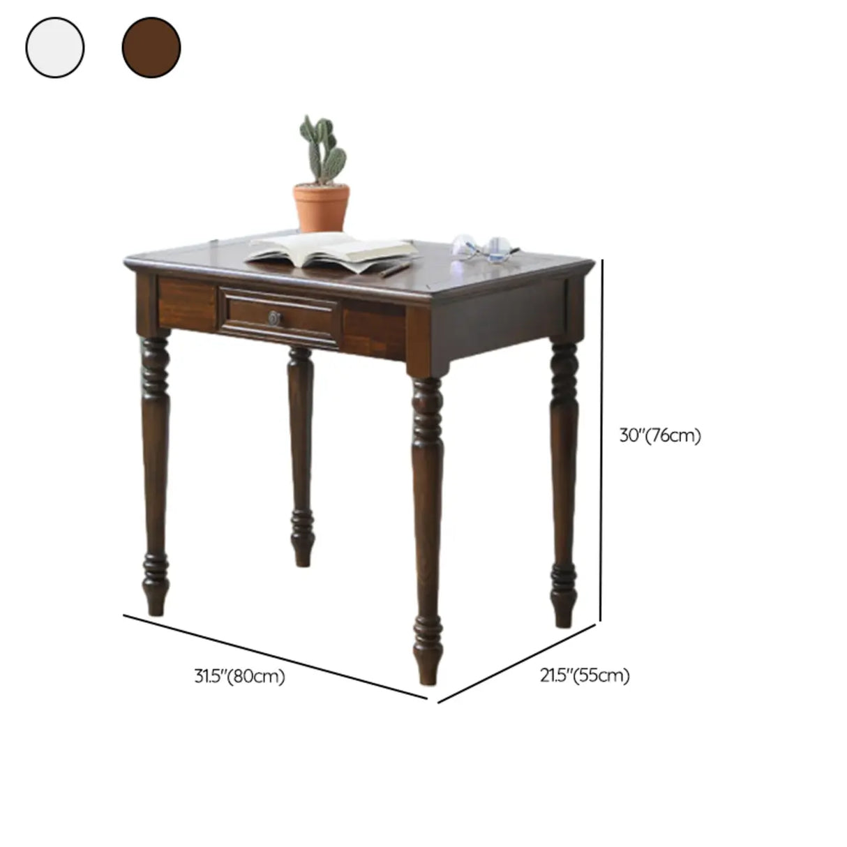 Classic Nut-Brown Wood Drawers Computer Desk Image - 22