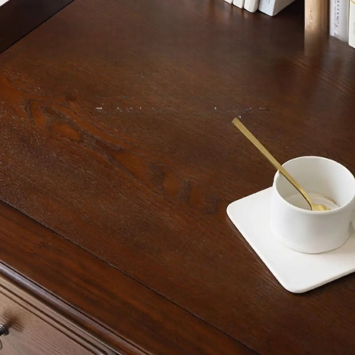 Classic Nut-Brown Wood Drawers Computer Desk Image - 6