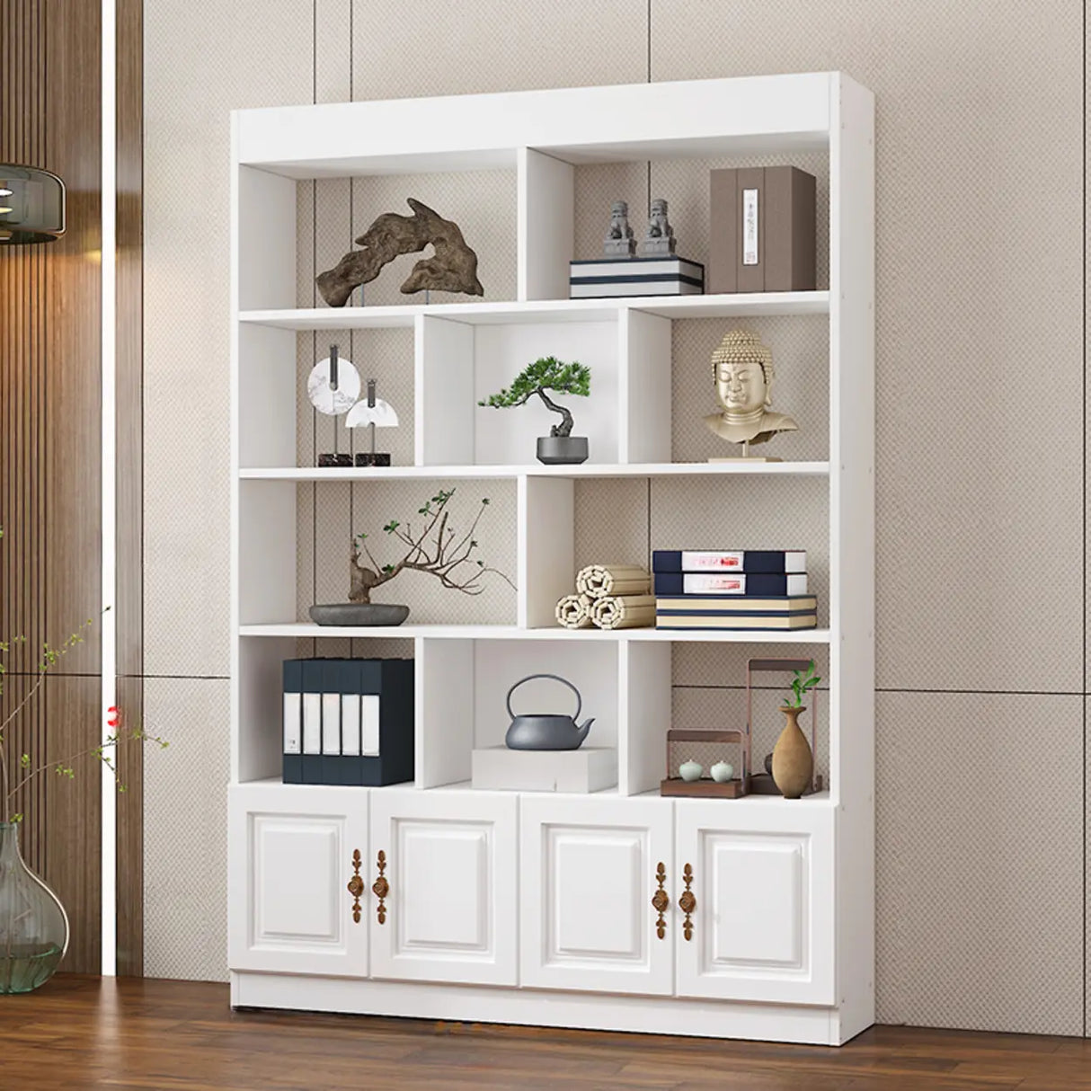 Classic Open Rectangular Wood Display Cabinet Image - 10