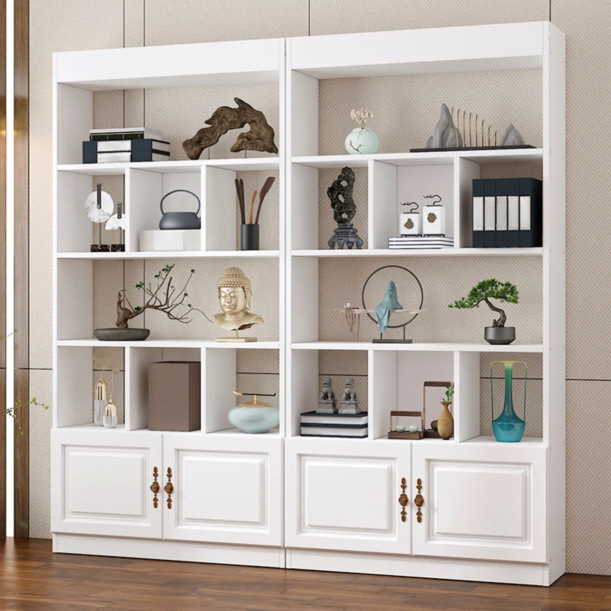 Classic Open Rectangular Wood Display Cabinet Image - 12