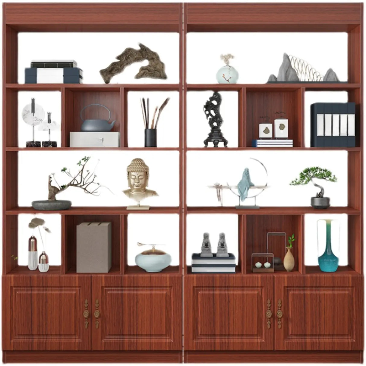 Classic Open Rectangular Wood Display Cabinet Image - 13
