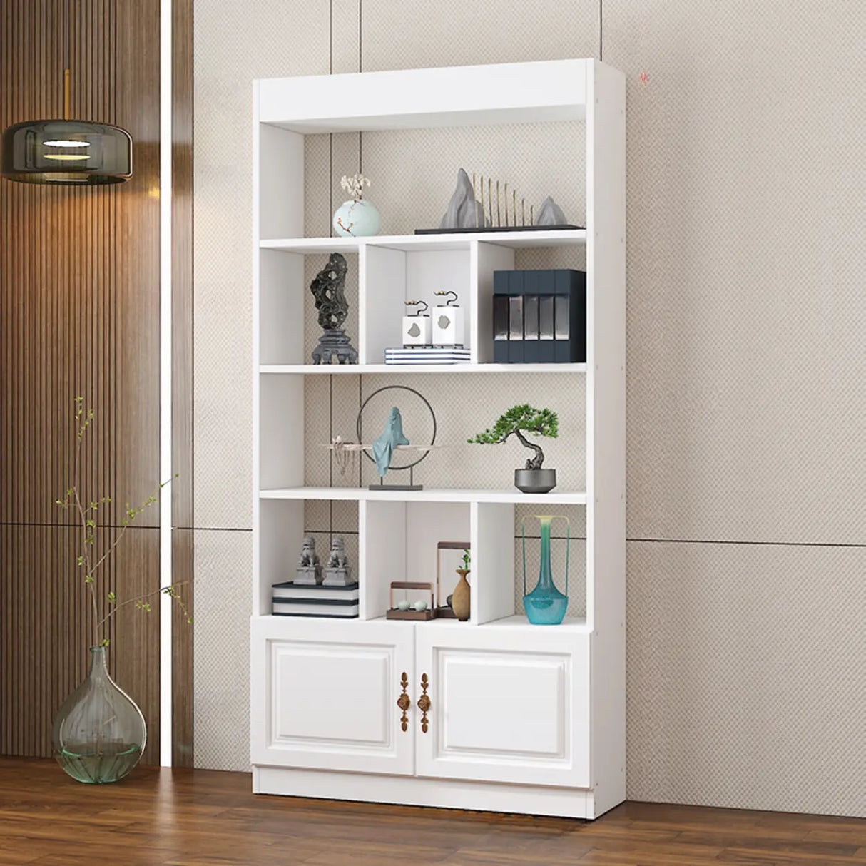 Classic Open Rectangular Wood Display Cabinet Image - 23
