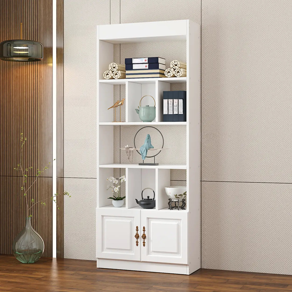 Classic Open Rectangular Wood Display Cabinet Image - 24
