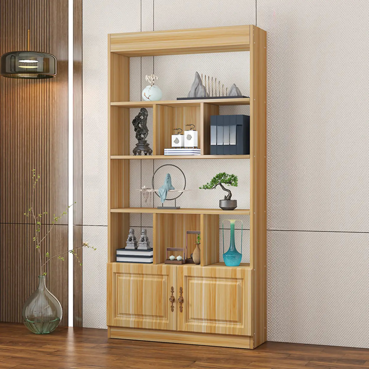 Classic Open Rectangular Wood Display Cabinet Image - 25