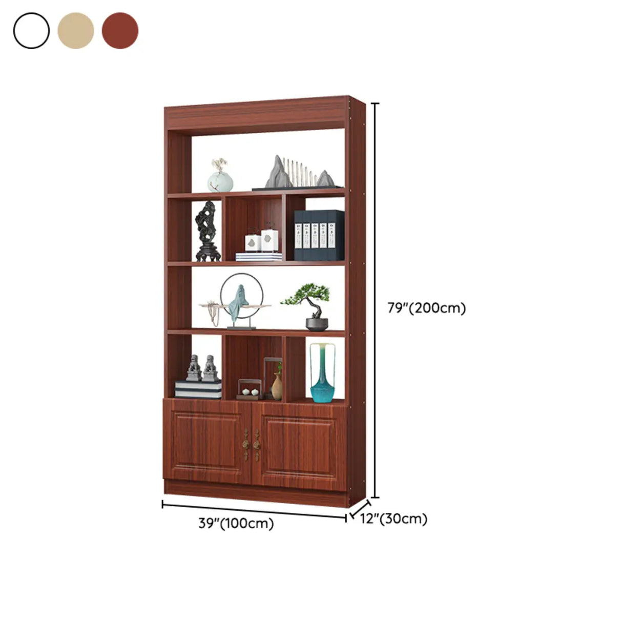Classic Open Rectangular Wood Display Cabinet Image - 27