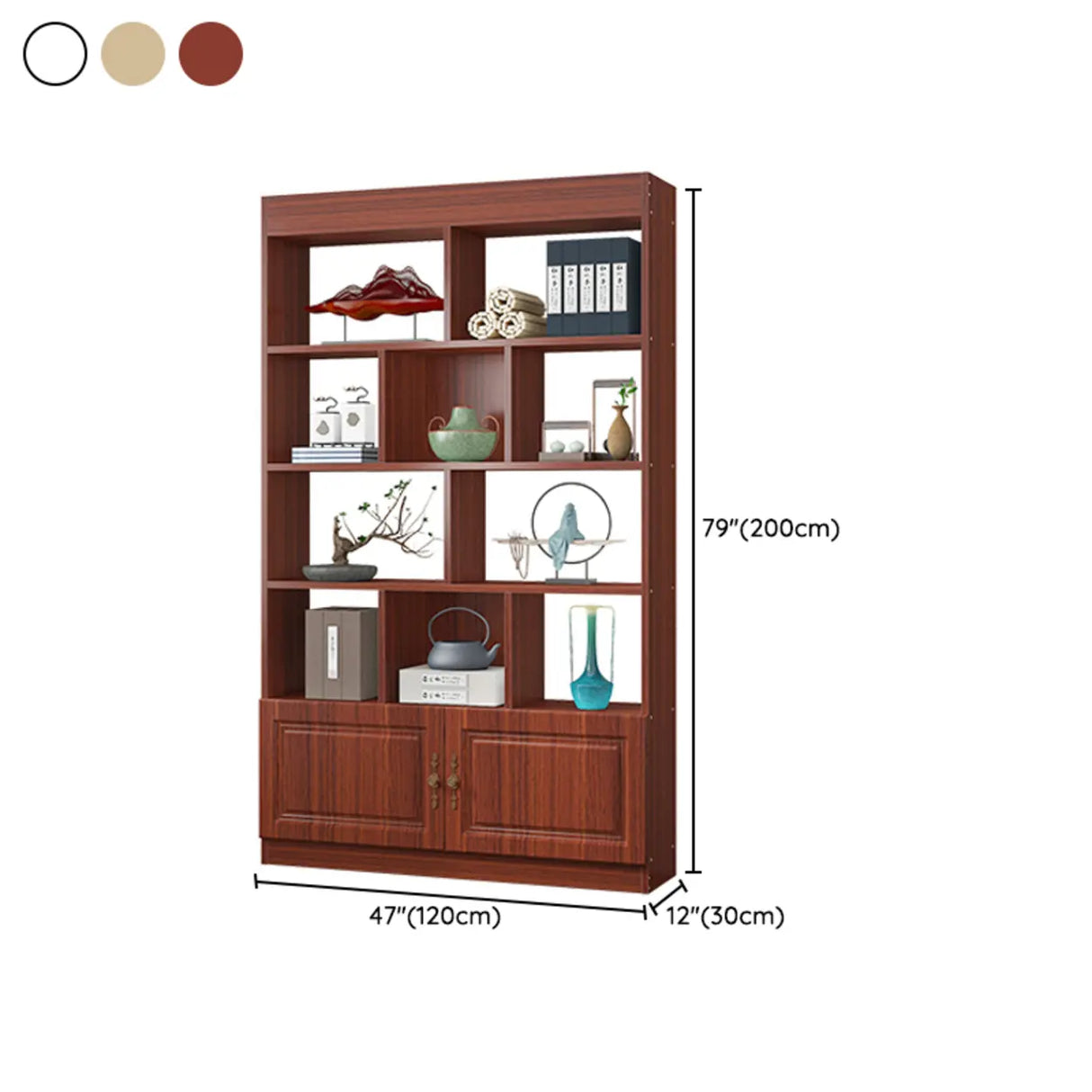 Classic Open Rectangular Wood Display Cabinet Image - 28