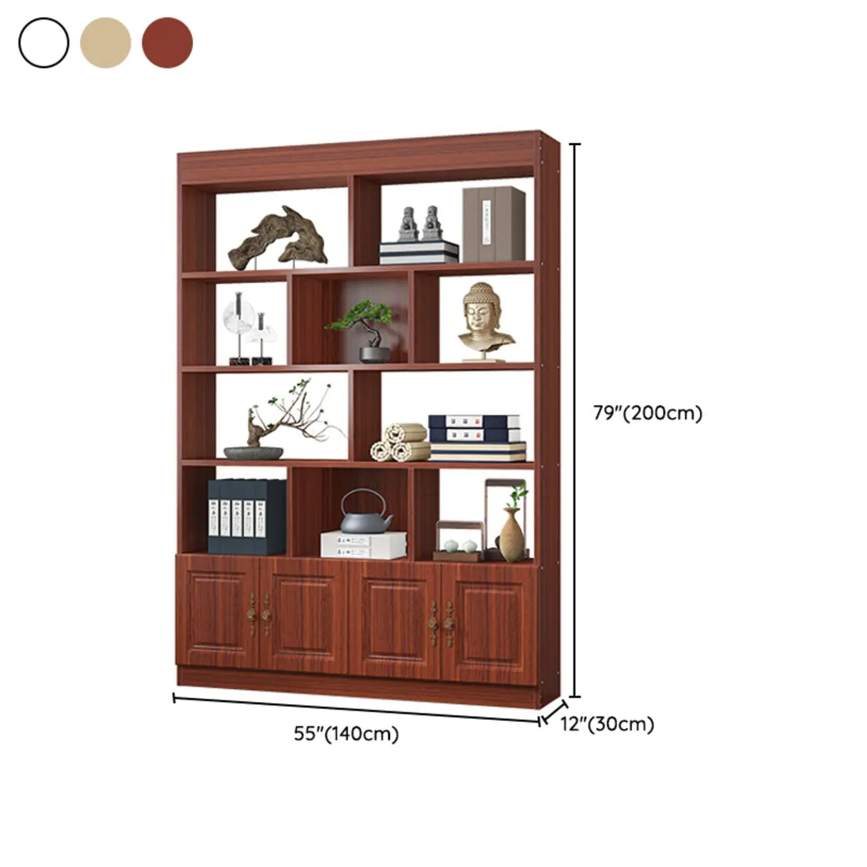 Classic Open Rectangular Wood Display Cabinet Image - 29