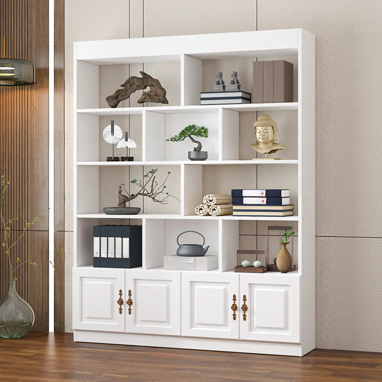 Classic Open Rectangular Wood Display Cabinet Image - 5