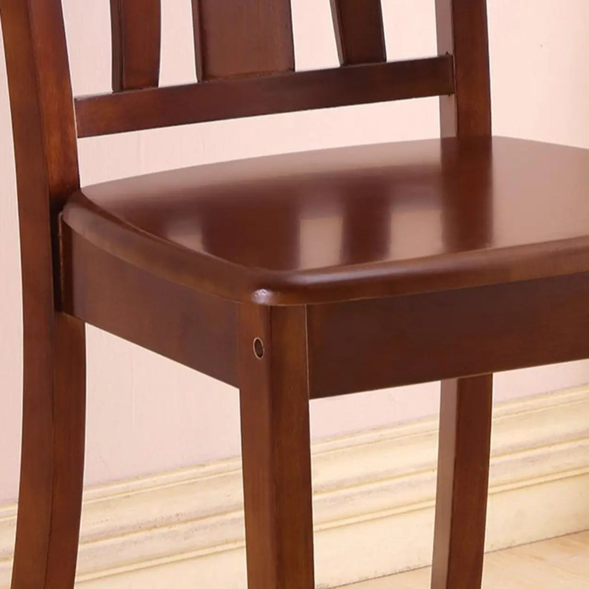 Classic Open Slatted Back Wood Standard Dining Chair Image - 10