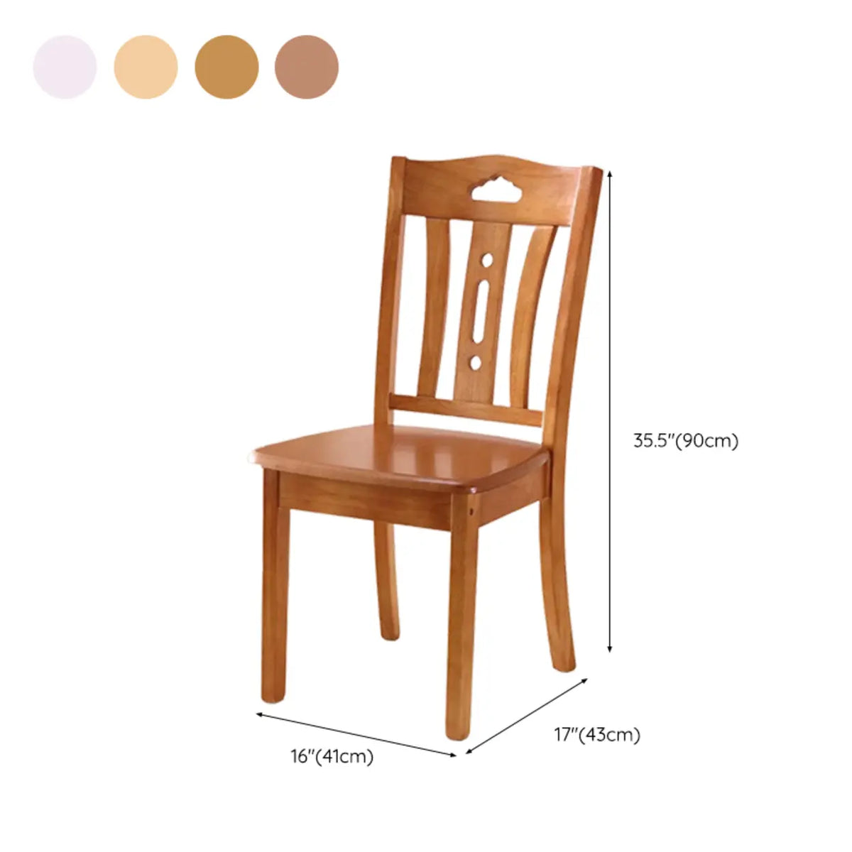 Classic Open Slatted Back Wood Standard Dining Chair Image - 12