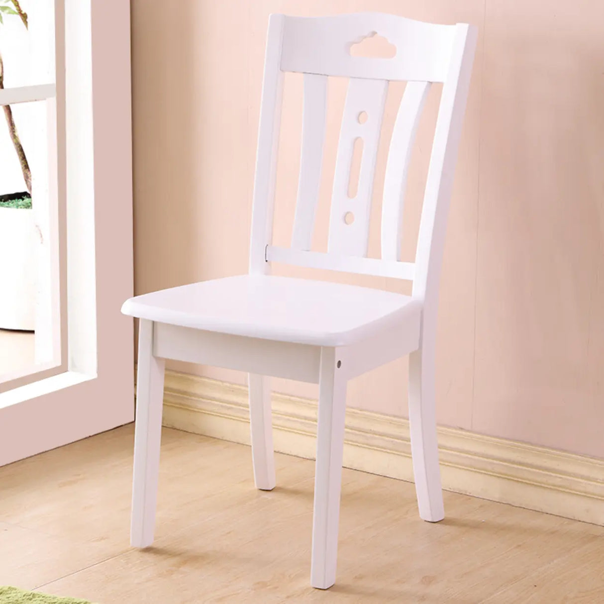 Classic Open Slatted Back Wood Standard Dining Chair Image - 7