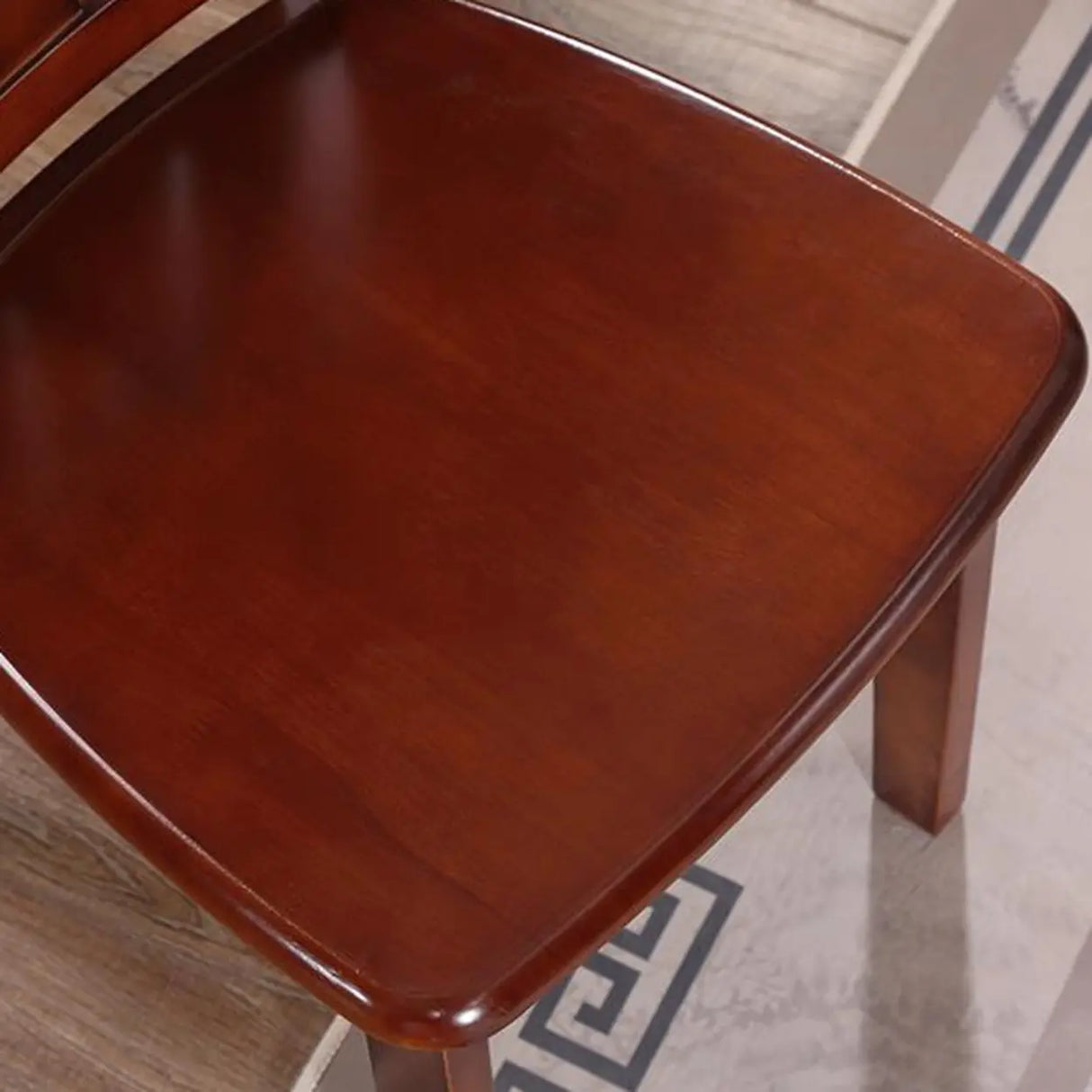 Classic Open Slatted Back Wood Standard Dining Chair Image - 8