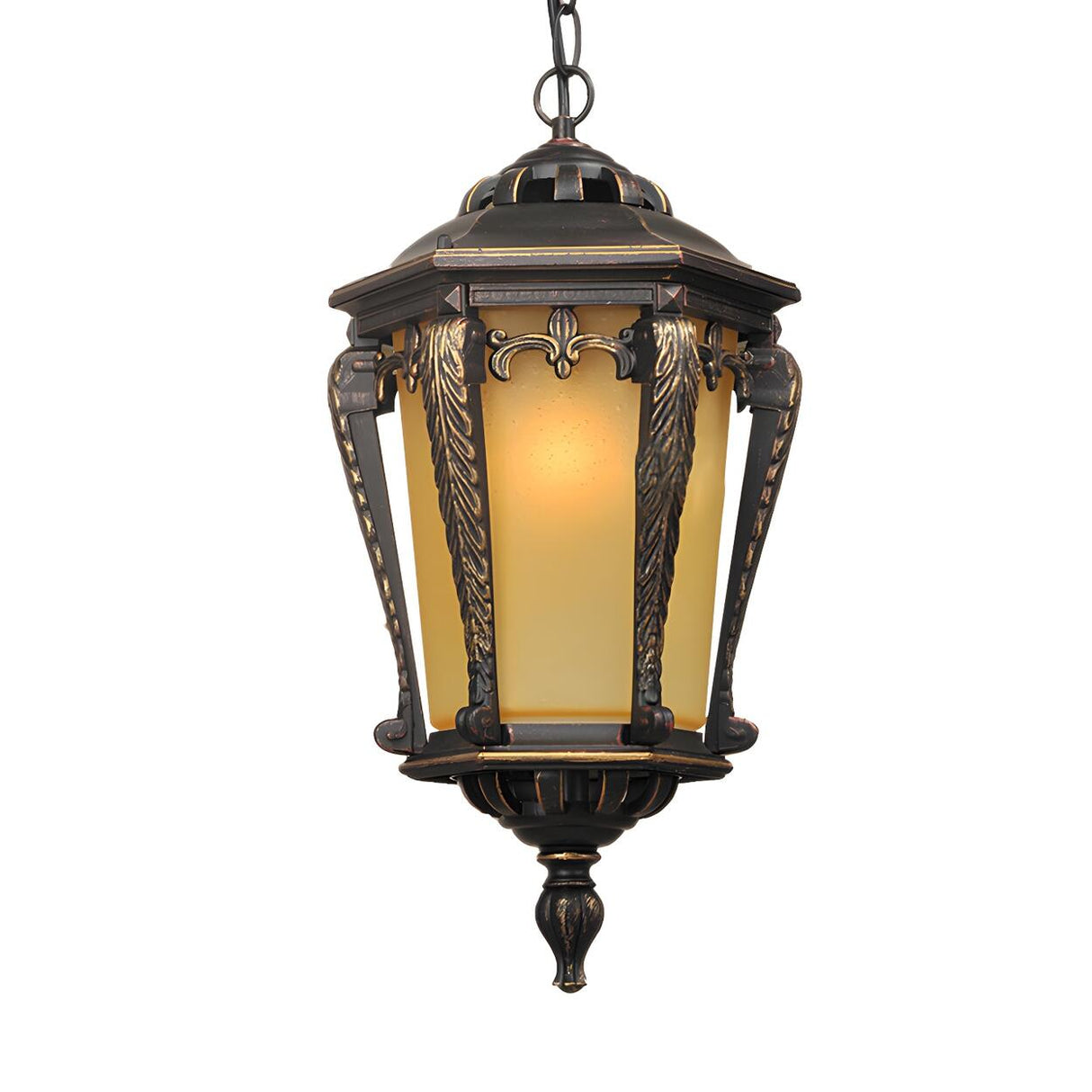 Classic Outdoor Hanging Bronze Lantern Pendant Light Image - 3