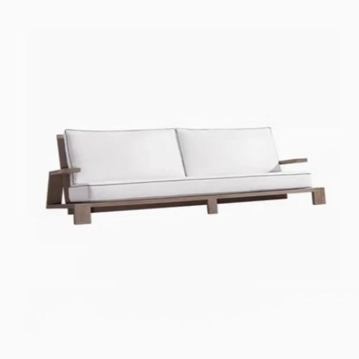 Classic Outdoor Upholstered Teak Sofa Set with Cushions Image - 5