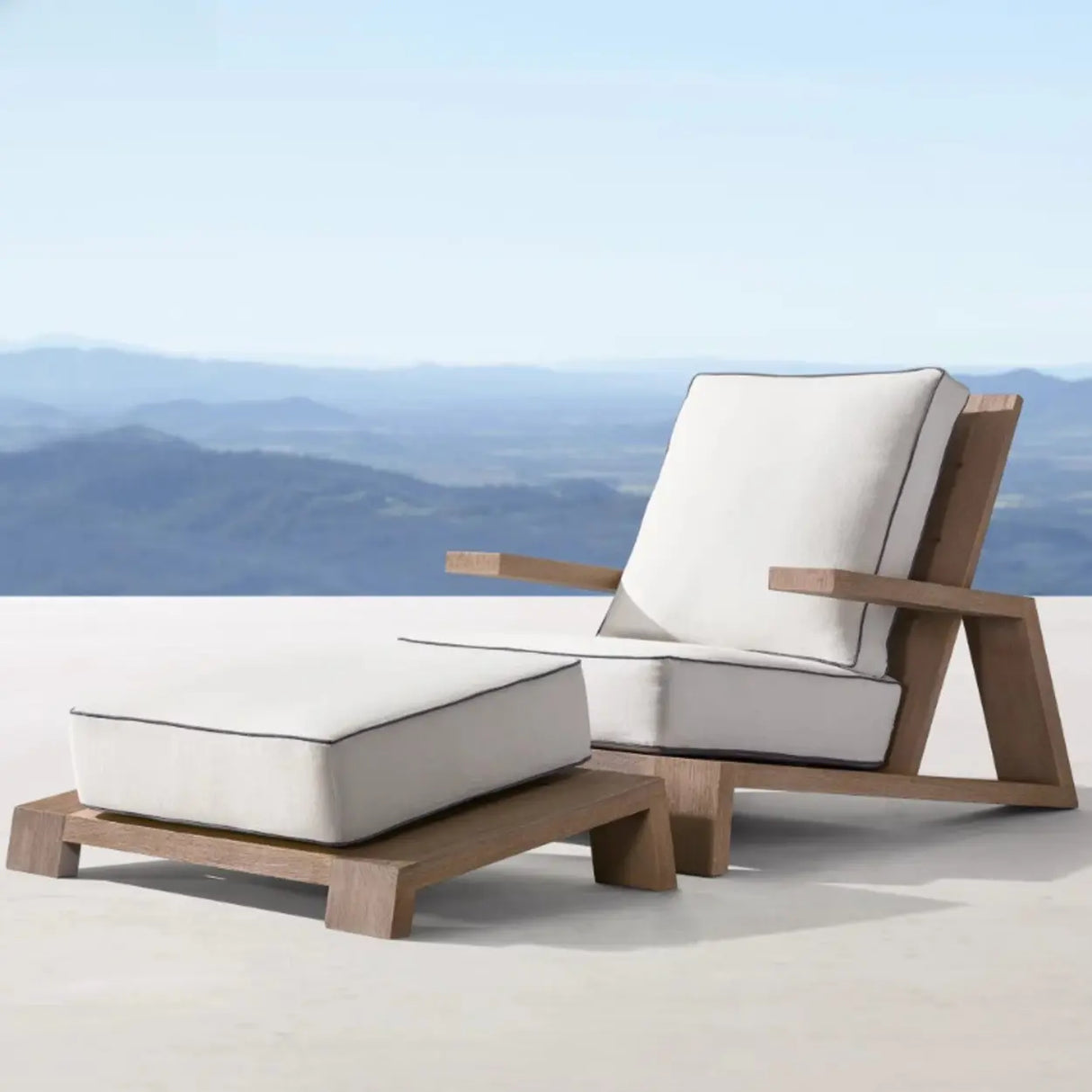 Classic Outdoor Upholstered Teak Sofa Set with Cushions Image - 6