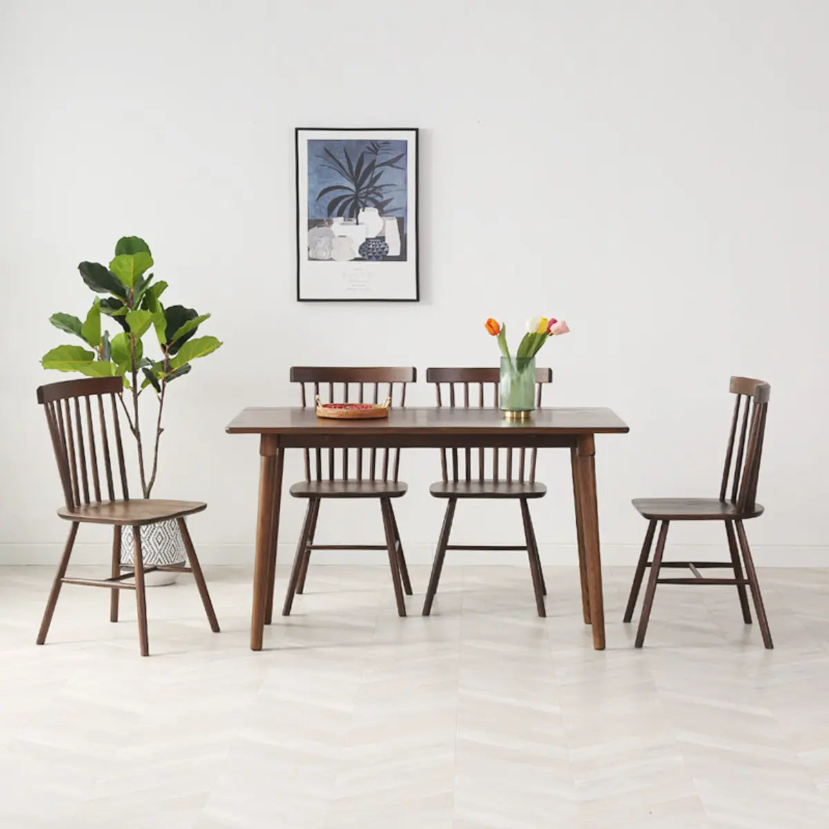 Classic Rectangle Brown Timber Extendable Dining Table Image - 1