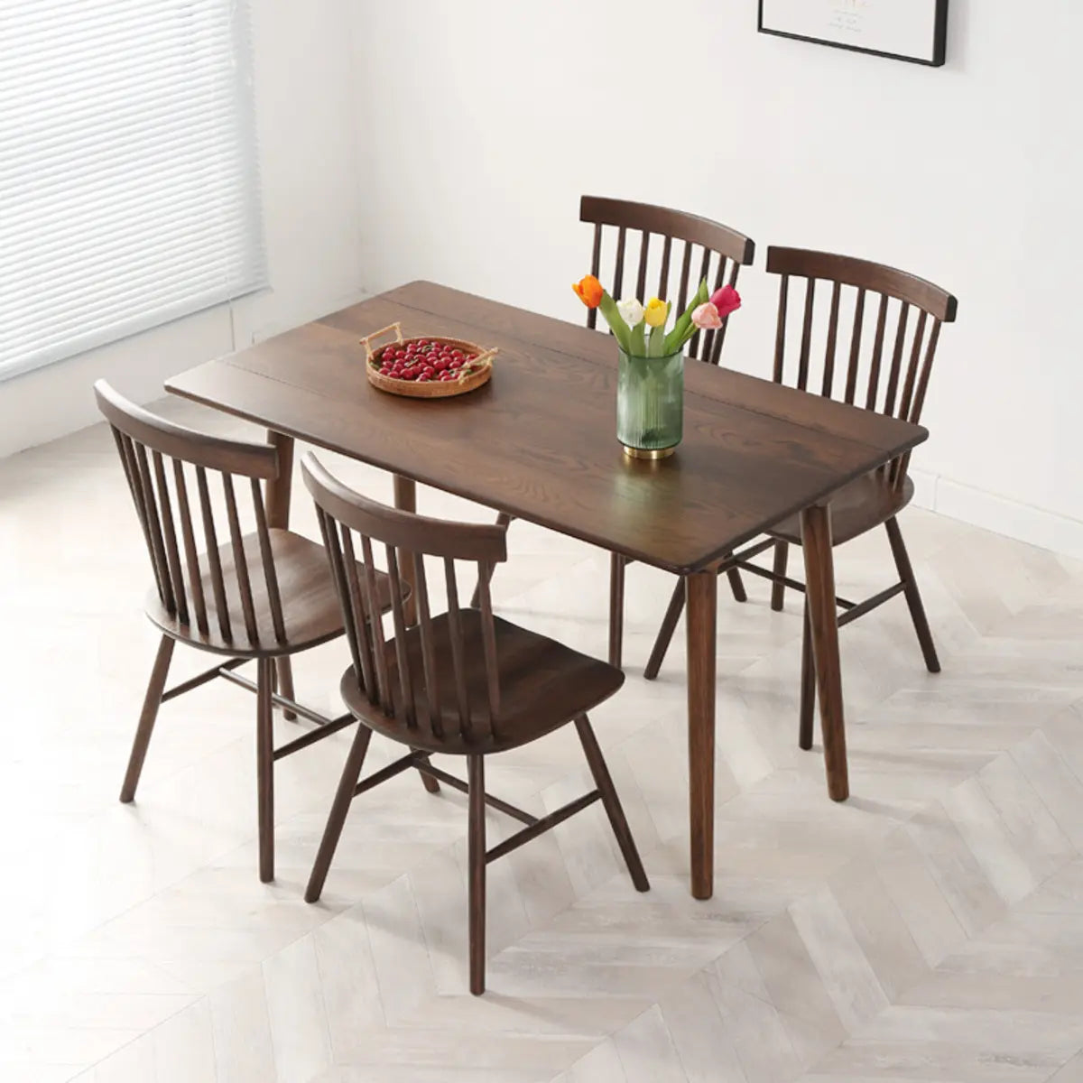 Classic Rectangle Brown Timber Extendable Dining Table Image - 2