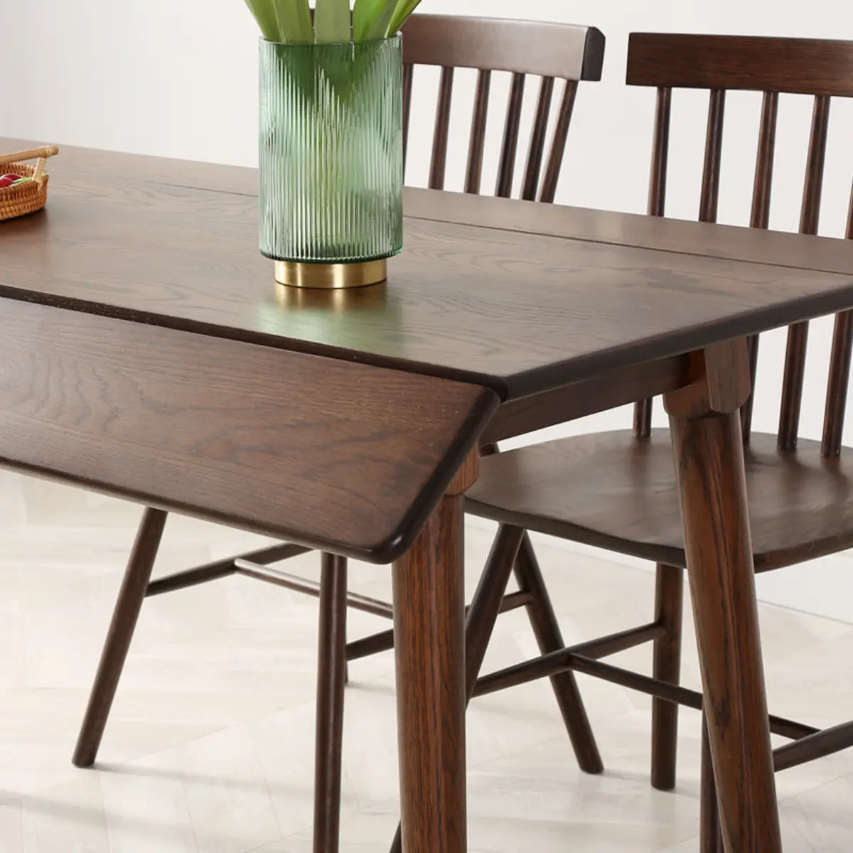 Classic Rectangle Brown Timber Extendable Dining Table Image - 4