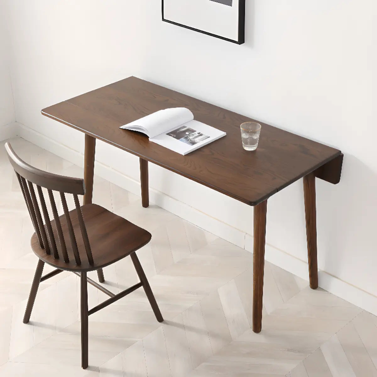 Classic Rectangle Brown Timber Extendable Dining Table Image - 6