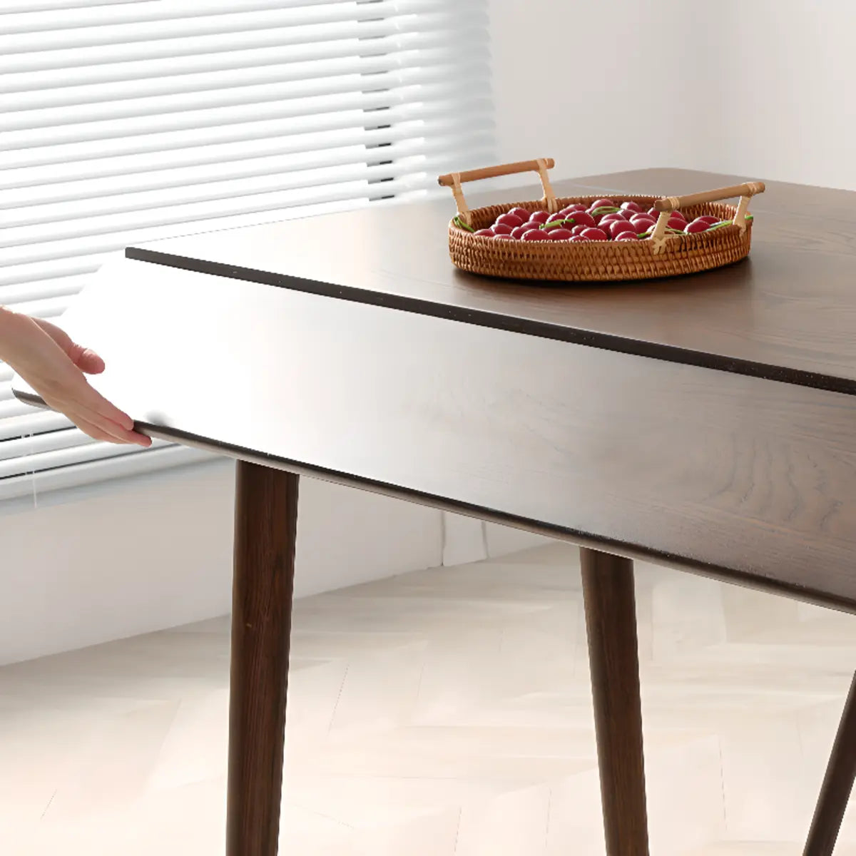 Classic Rectangle Brown Timber Extendable Dining Table Image - 7