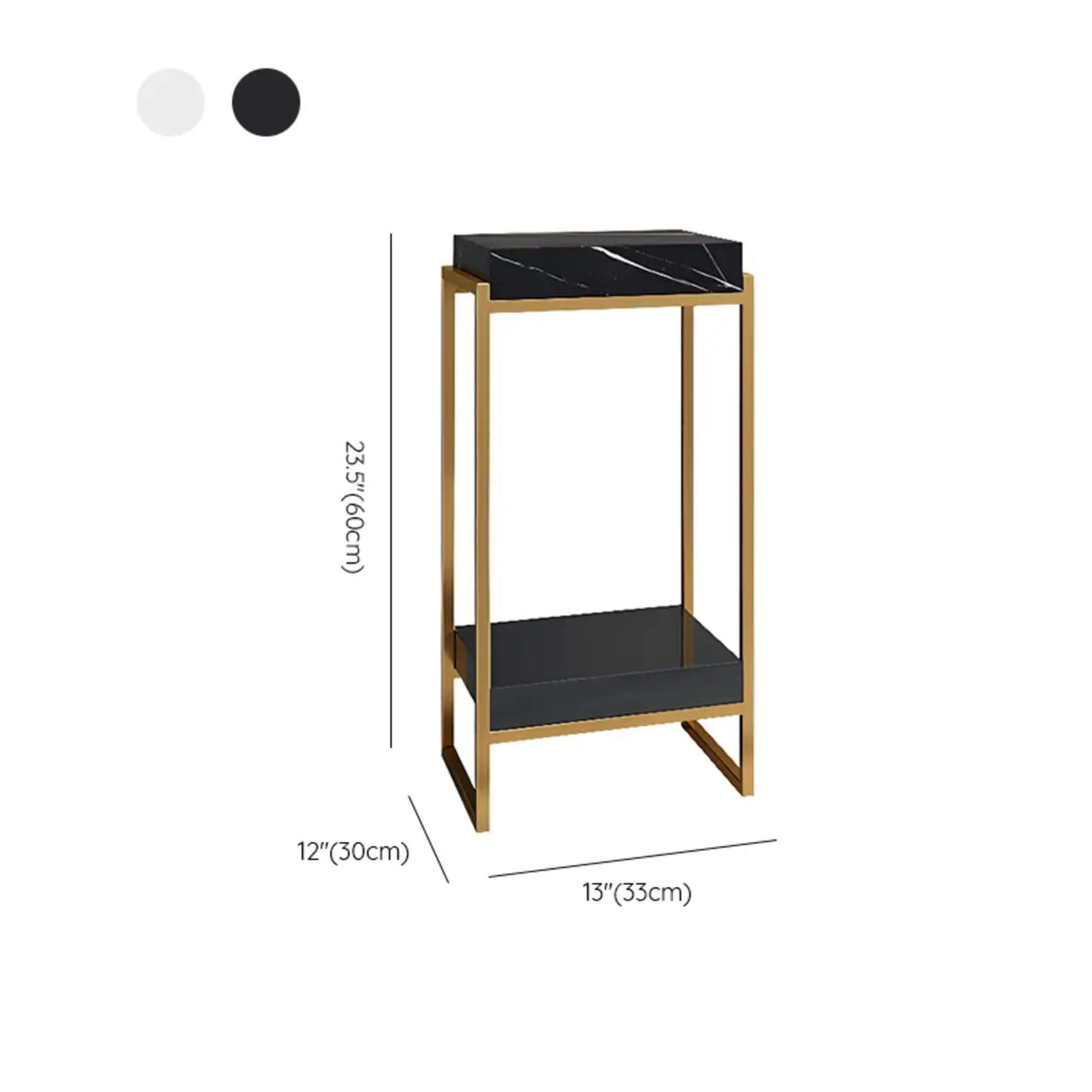 Classic Rectangle Faux Marble Plant Stand with Drawer