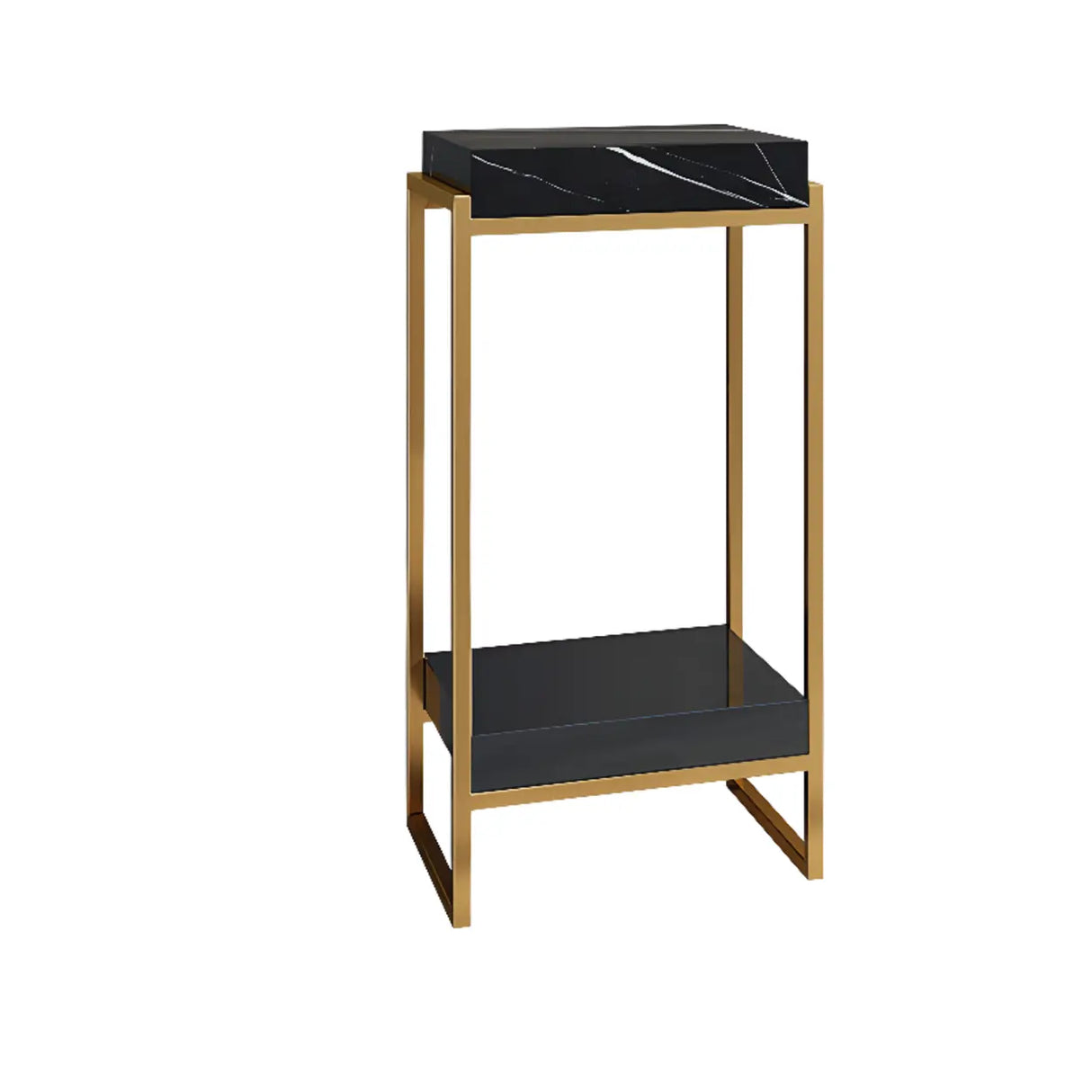 Classic Rectangle Faux Marble Plant Stand with Drawer Image - 3