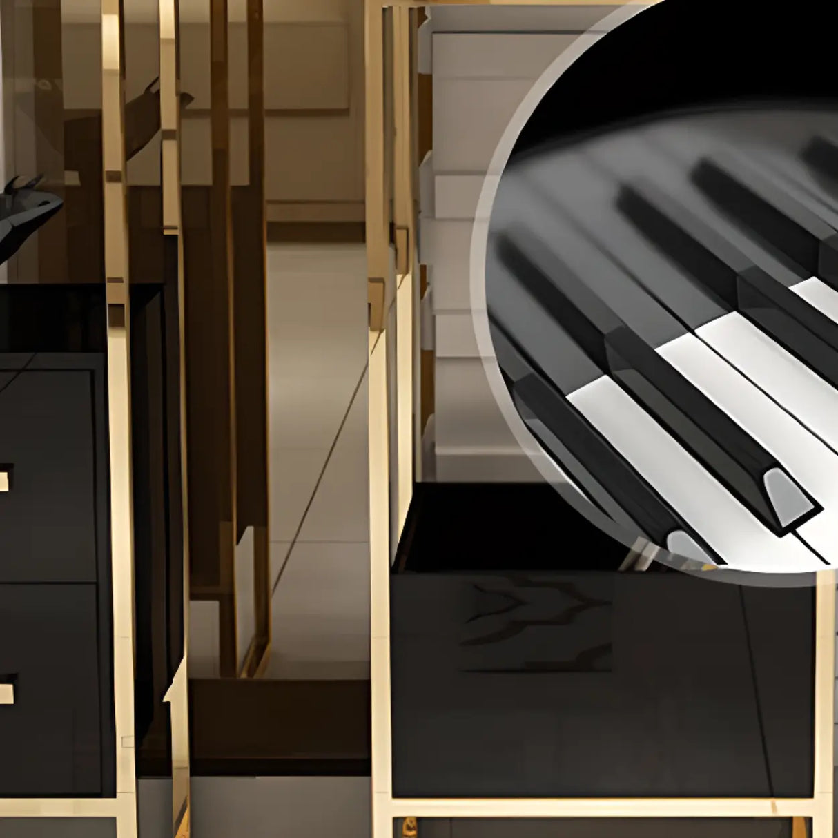 Classic Rectangle Faux Marble Plant Stand with Drawer Image - 6