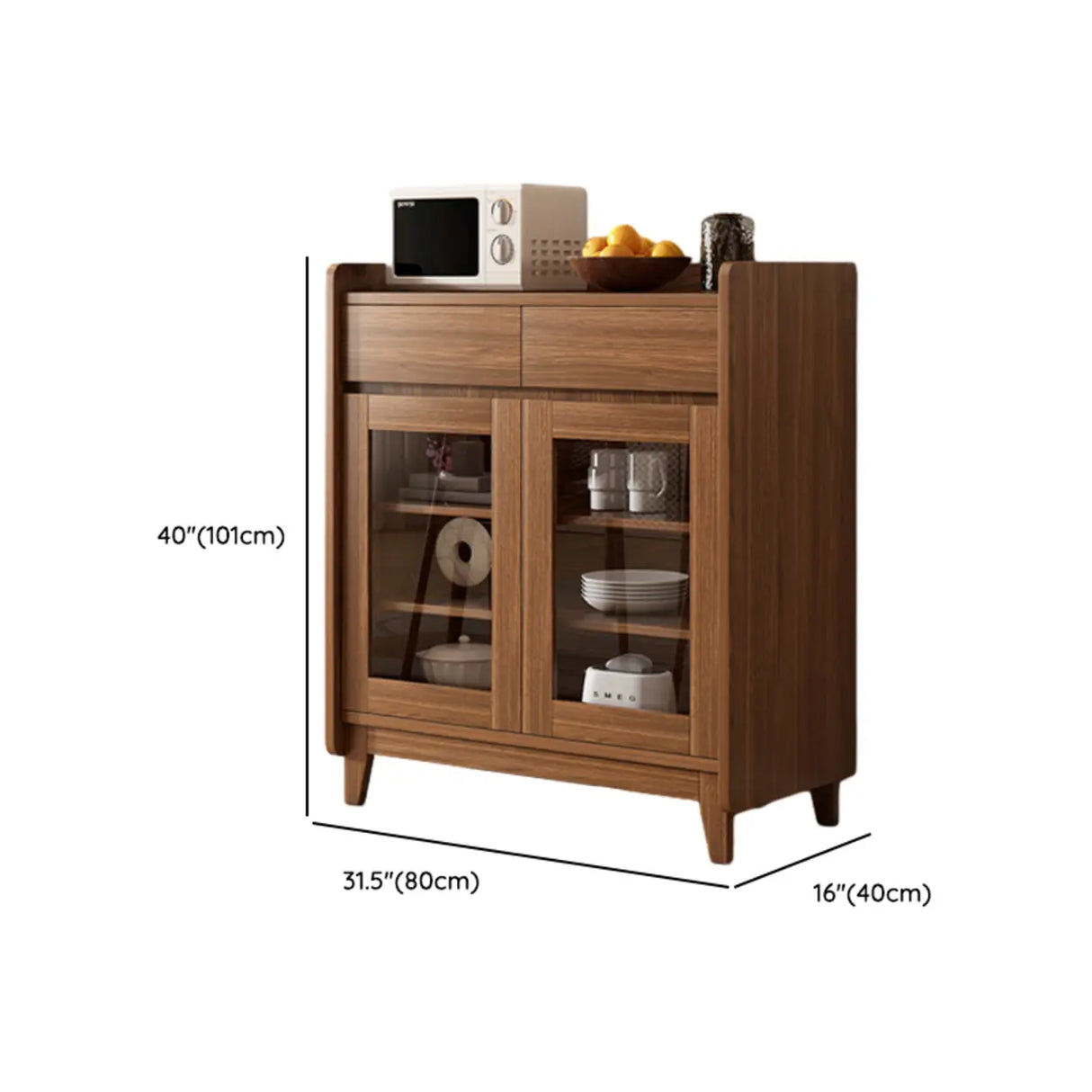 Classic Rectangular Wood Brown Short China Cabinet