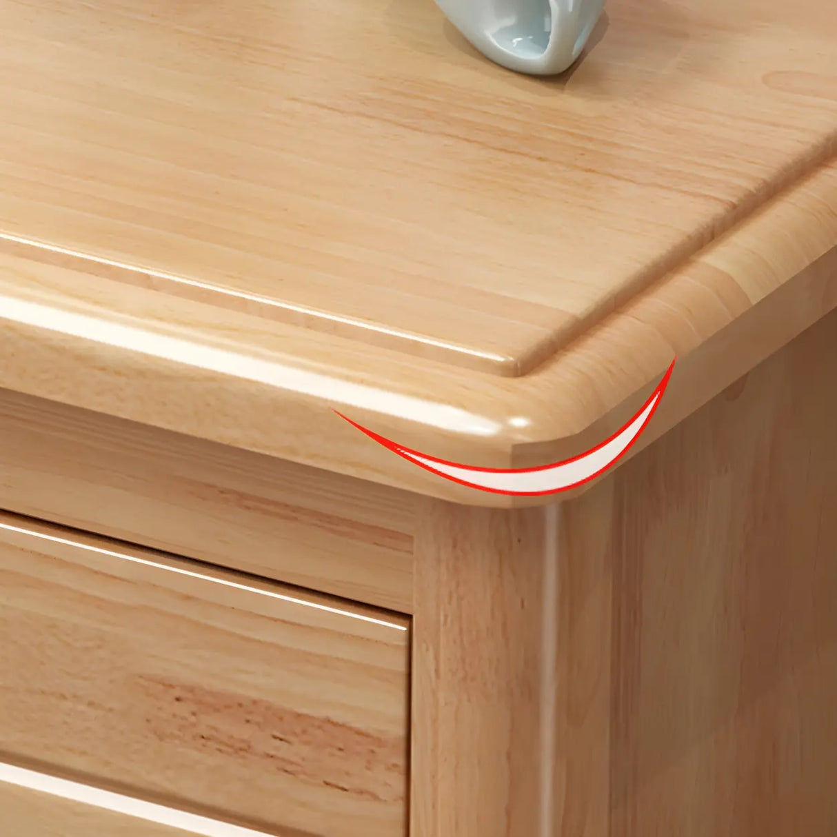 Classic Rectangular Wood Natural Storage Nightstand Image - 13