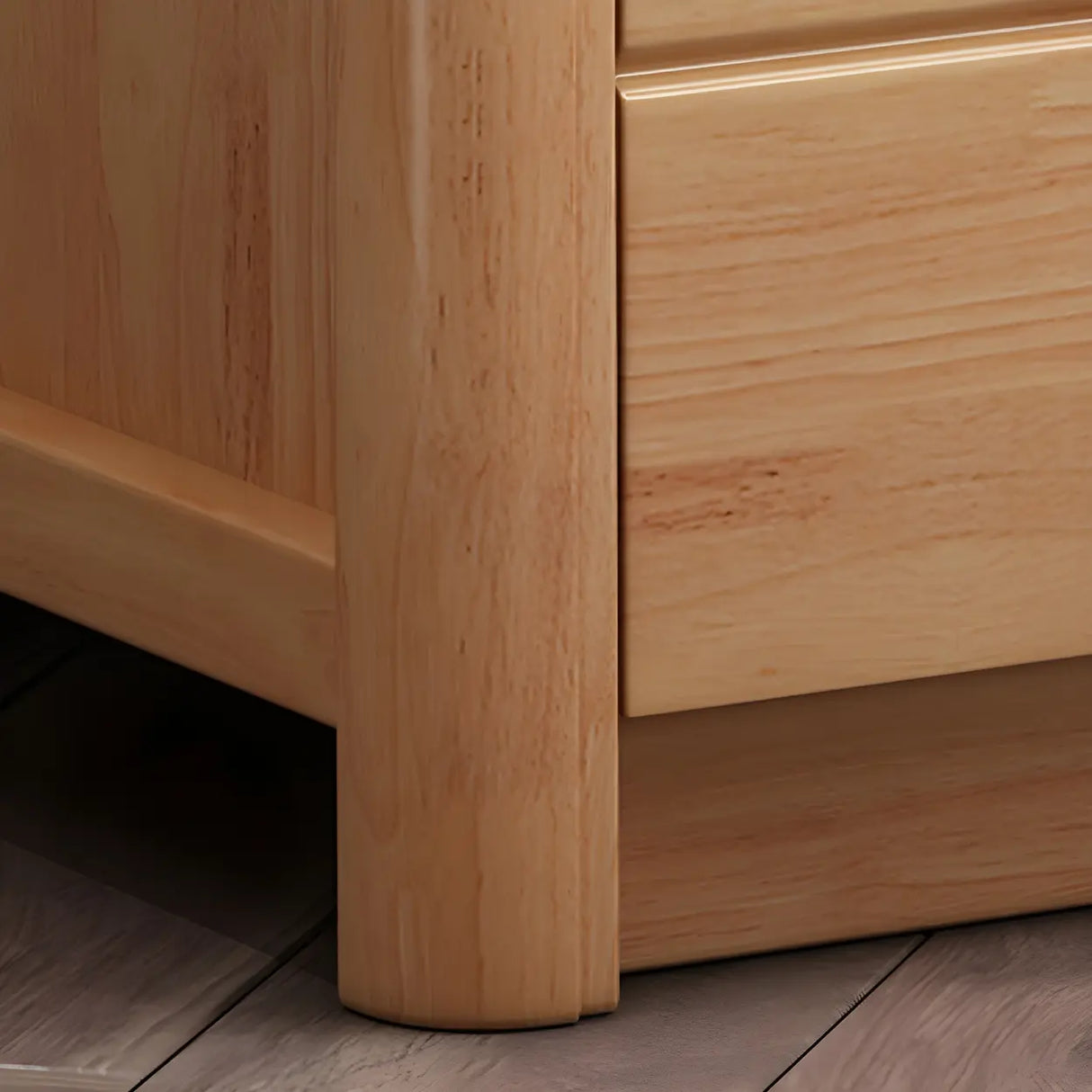 Classic Rectangular Wood Natural Storage Nightstand Image - 18