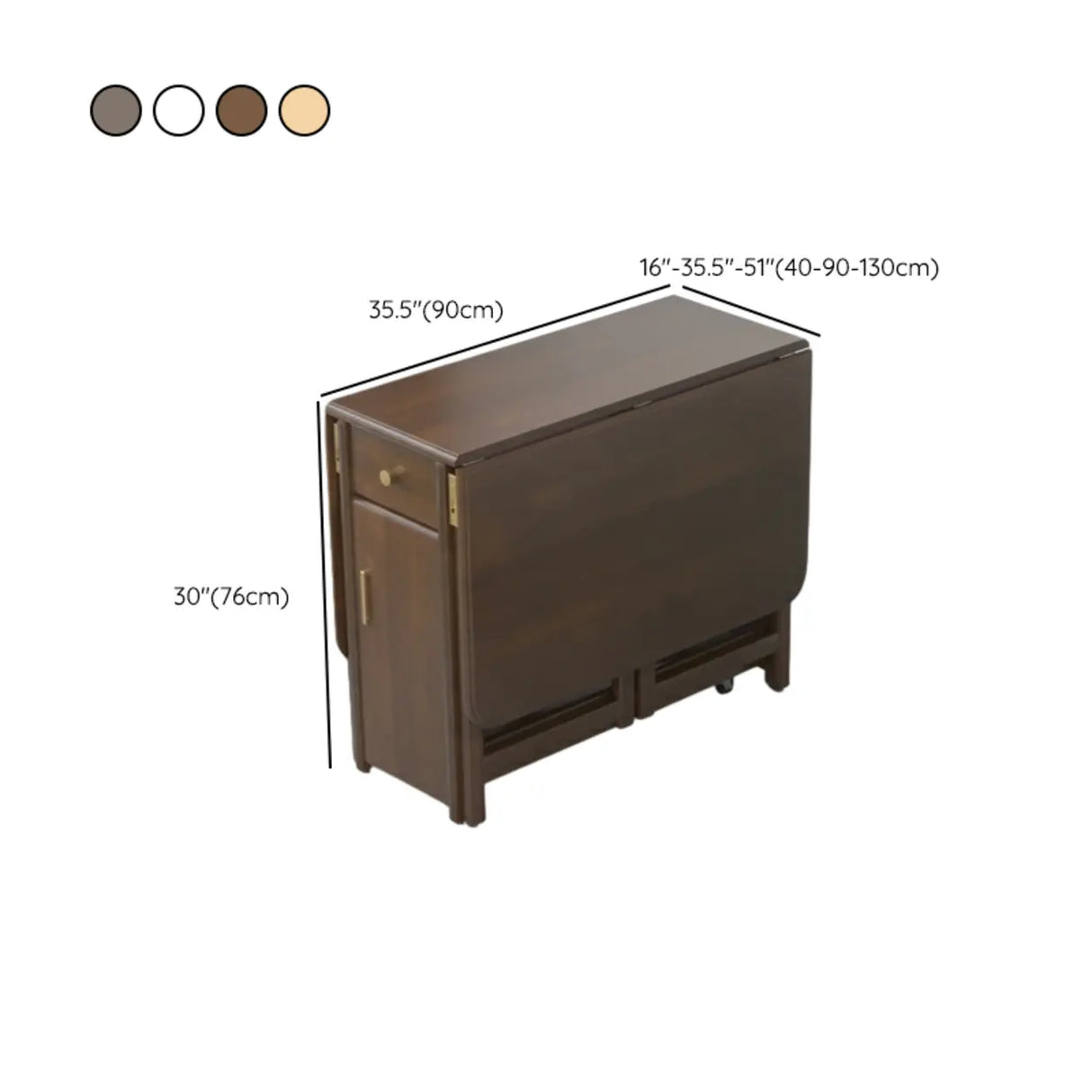 Classic Rectangular Wood Storage Folding Dining Table