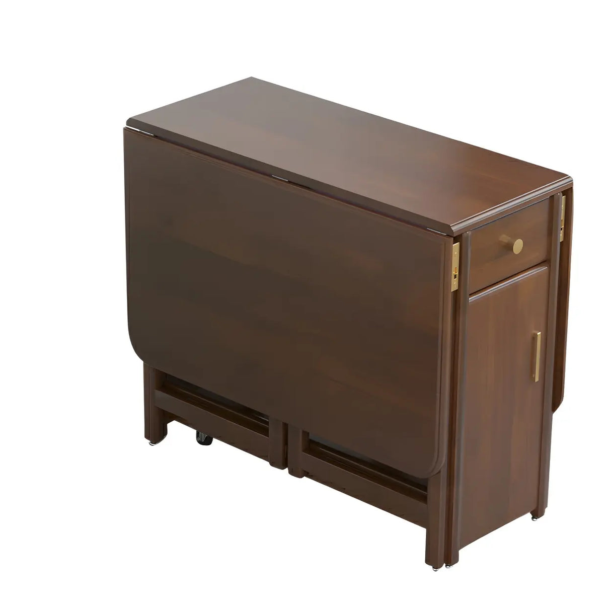 Classic Rectangular Wood Storage Folding Dining Table Image - 9