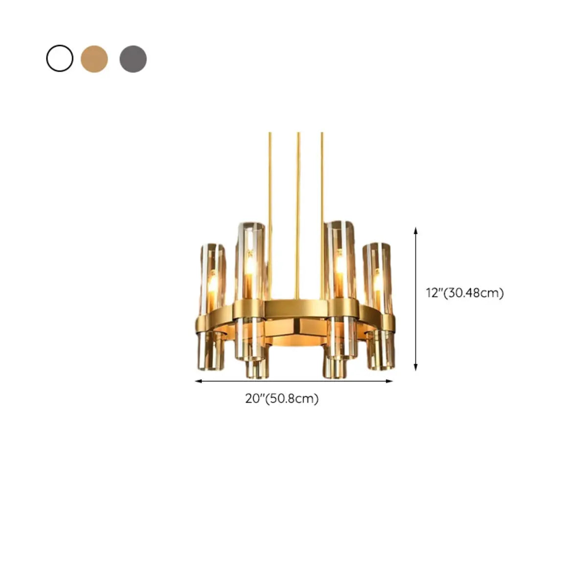 Classic Round Cylinder Glass Dining Room Bronze Chandelier