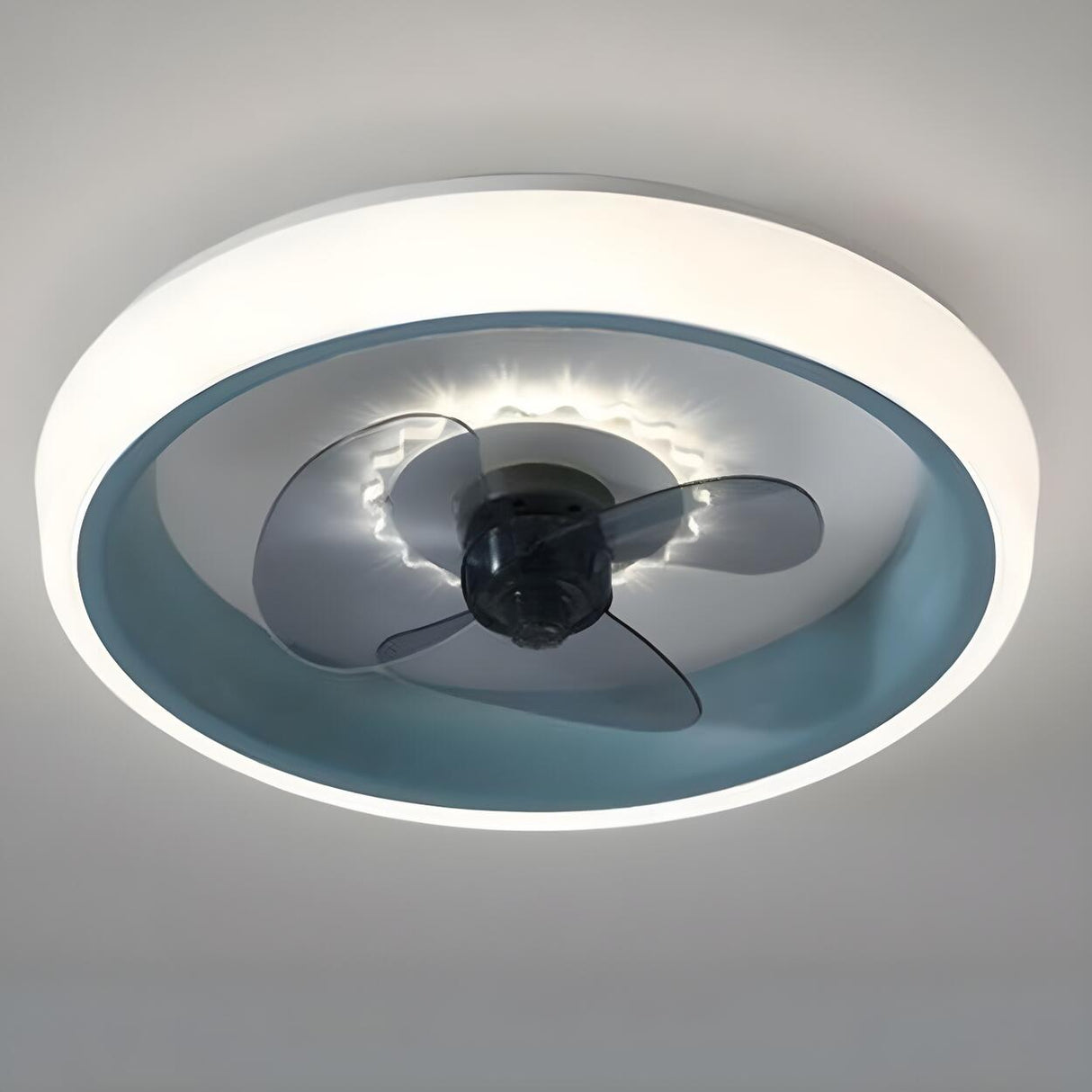 Classic Round Modern Flush Ceiling Fan with LED Light Image - 22