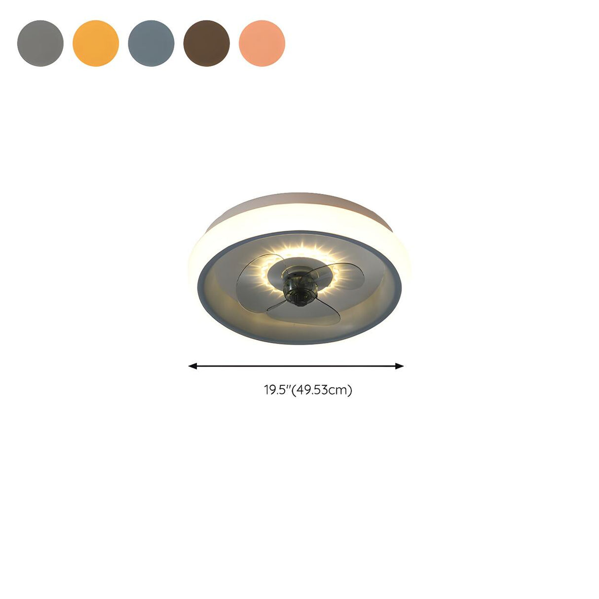 Classic Round Modern Flush Ceiling Fan with LED Light