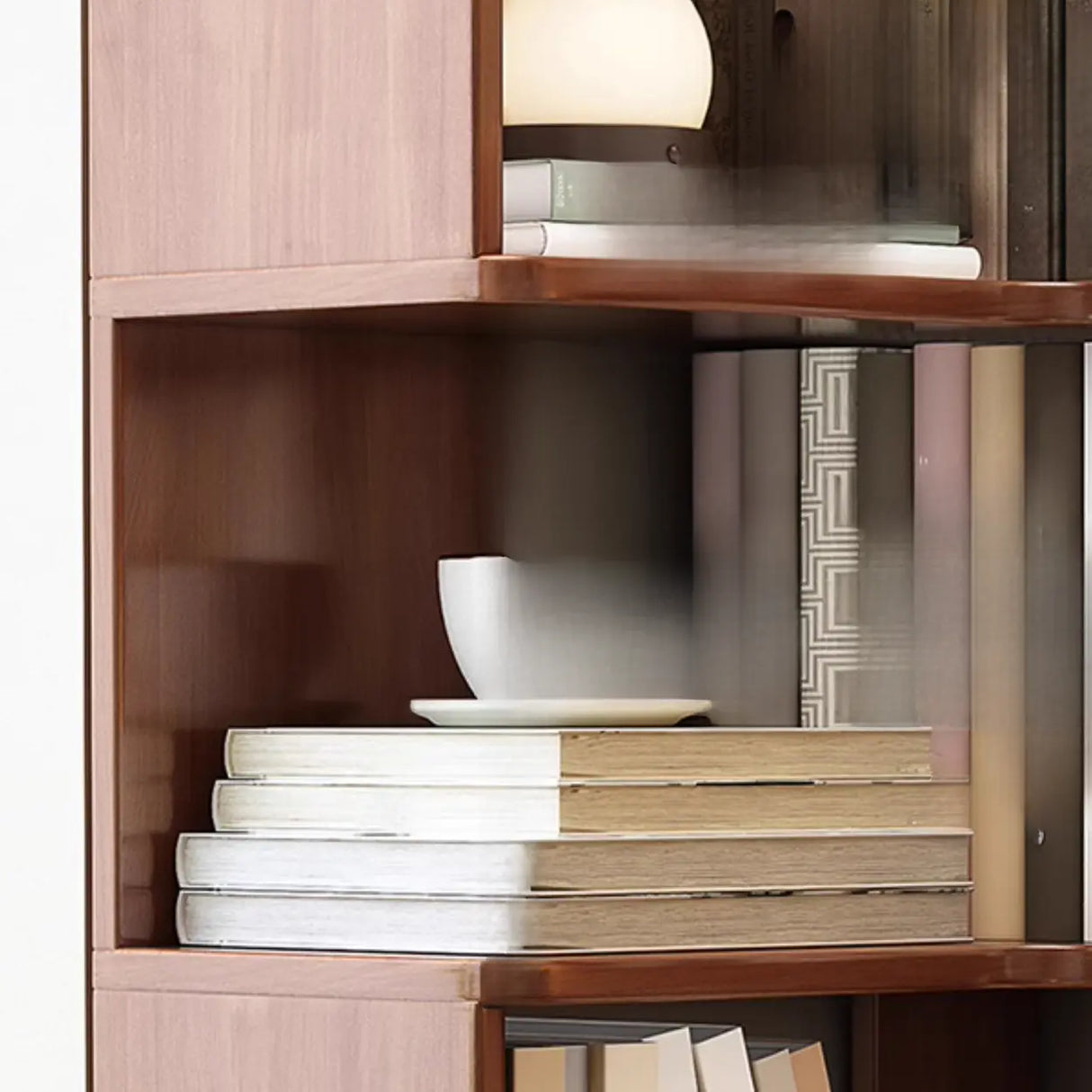 Classic Rubberwood L-Shape Corner Tall Bookcase Brown Image - 16