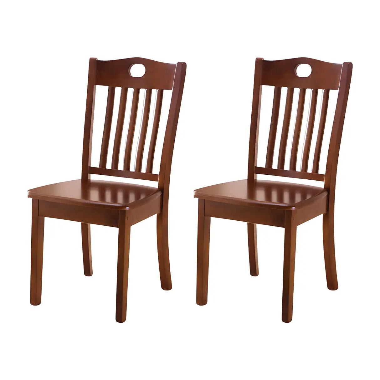 Classic Rubberwood Ladder Slat Back Dining Side Chair Image - 10