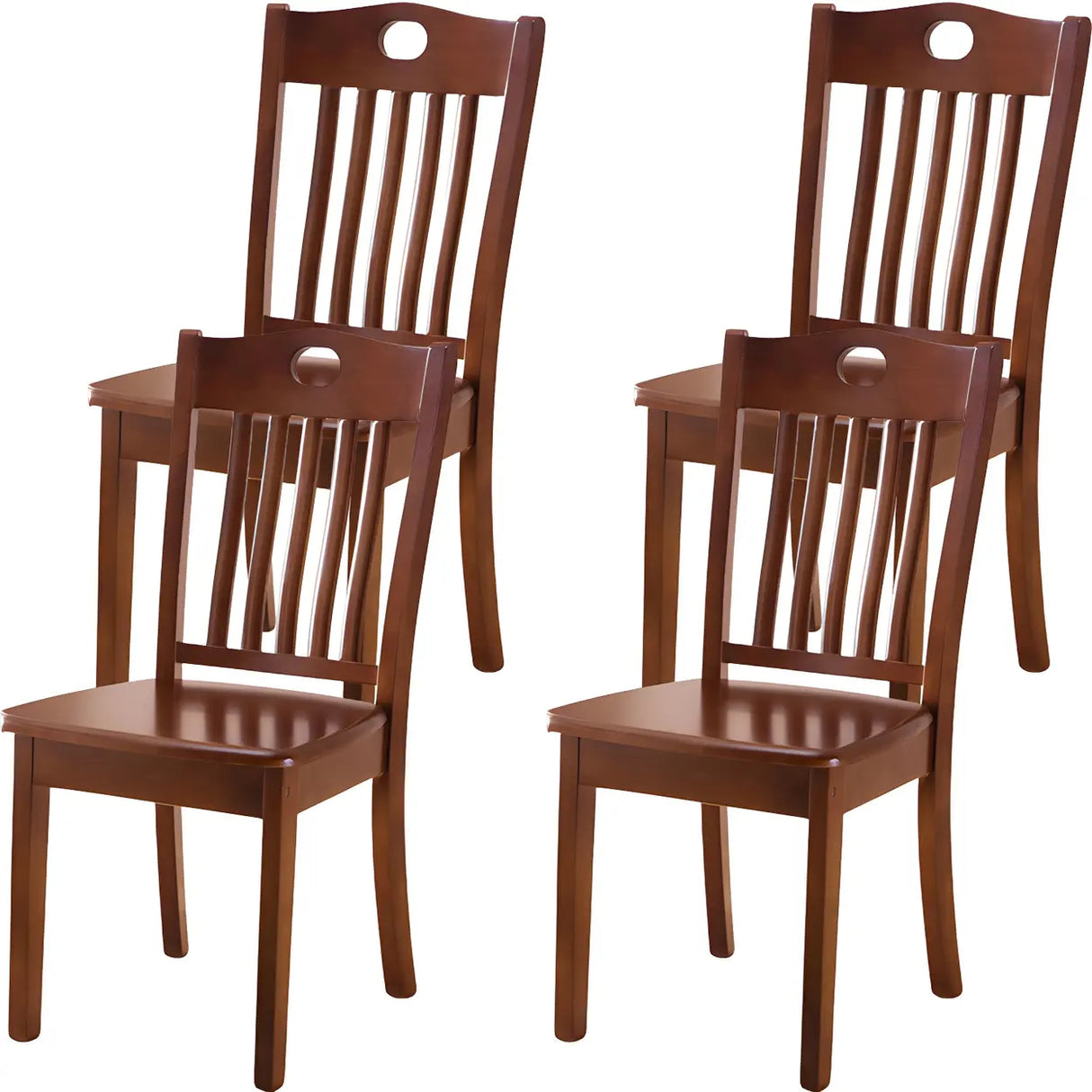 Classic Rubberwood Ladder Slat Back Dining Side Chair Image - 12